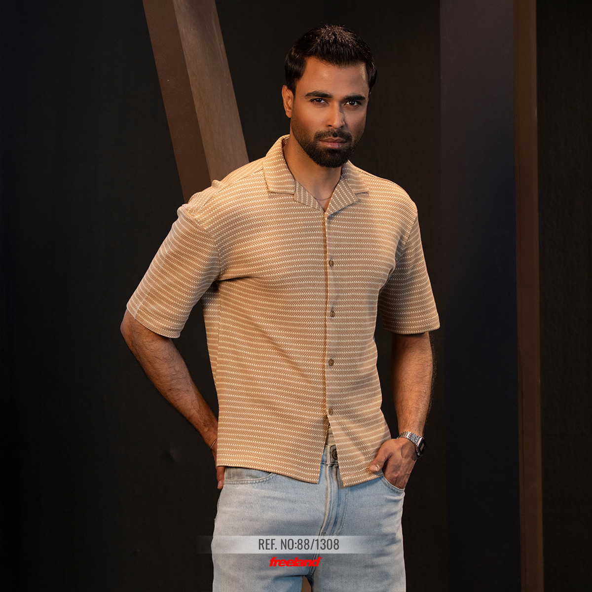 Premium Cuban Collar Shirt Orange